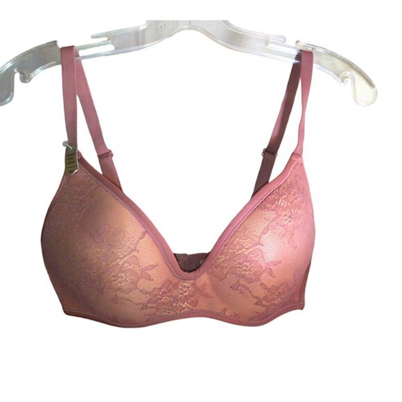🍒NWT Sophie b. Lightly Padded Floral Lace Wirefree Bra in Dusty Pink Barbiecore - Picture 2 of 16